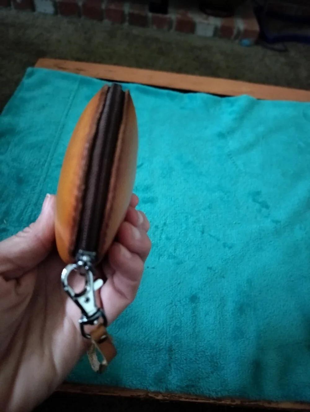 Hand-Tooled Leather Coin Purse Wristlet Hawaii Hand-Painted pink hibiscus flower